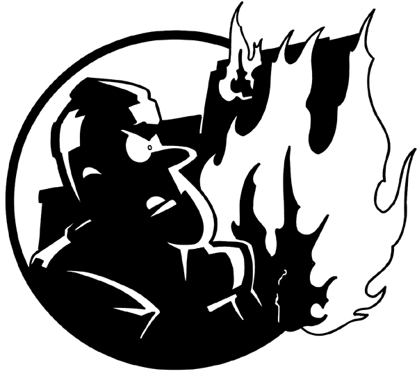 Arsonist and fire vinyl sticker. Customize on line. Law and Order 057-0171